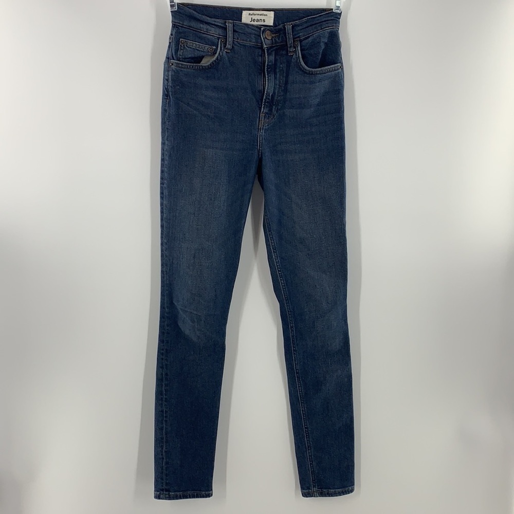 REFORMATION DARK HIGH SKINNY JEANS 24
